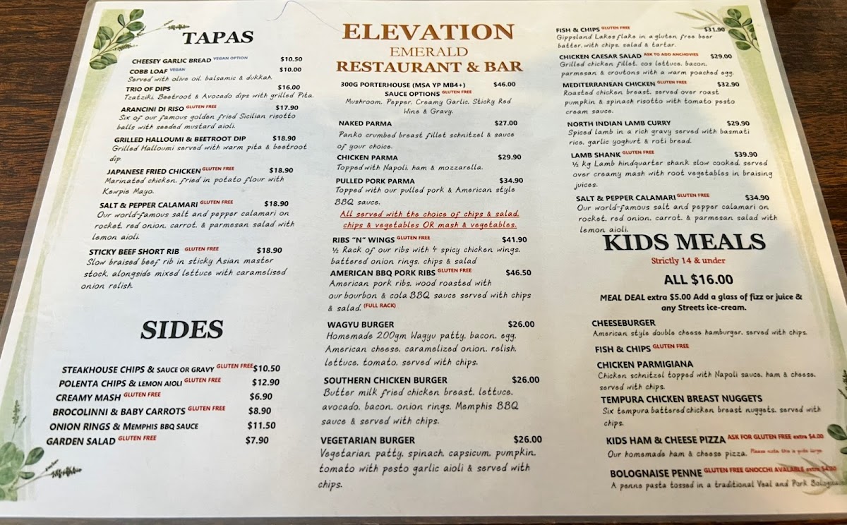 Menu Elevation @ Emerald-1